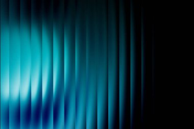 Siyah zemin üzerinde cyan 'dan maviye kayan katmanlı bir cam gradyan parlak, buzlu ve yüksek teknolojili görsel efekt sunar..