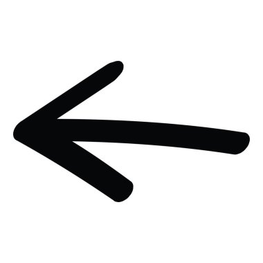 Sola dönük, elle çizilmiş basit bir ok. Yaratıcı tasarım kullanımı için minimalist yön sembolü. Ok, basit ama etkili bir yön sembolü oluşturan koyu siyah çizgiler içerir..