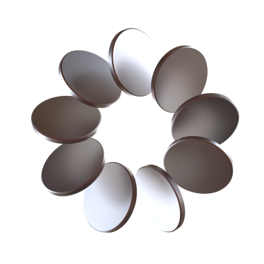 Soyut Bozuk Para Çemberi, 3 boyutlu izole Para Nesnesi Metalik diskler halka şeklinde dizilmiş, zenginlik, başarı ve kâr için modern finans tasarım unsuru.