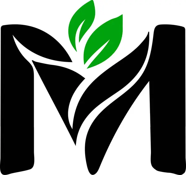 Yaprak simgesi tasarımlı M harfi