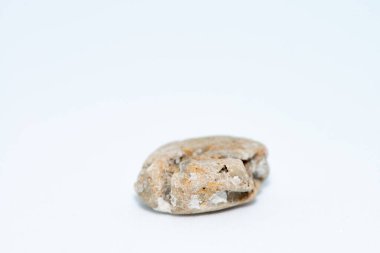 A close-up macro shot of smooth, colorful pebble stones arranged on a white background, showcasing their natural textures and intricate details. clipart