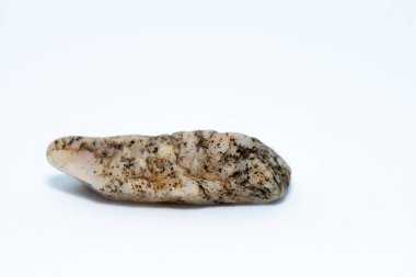 A close-up macro shot of smooth, colorful pebble stones arranged on a white background, showcasing their natural textures and intricate details. clipart