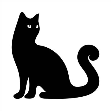 beyaz arkaplan ile kedi sihouette vektörü tahmin