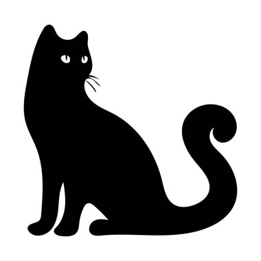 beyaz arkaplan ile kedi sihouette vektörü tahmin