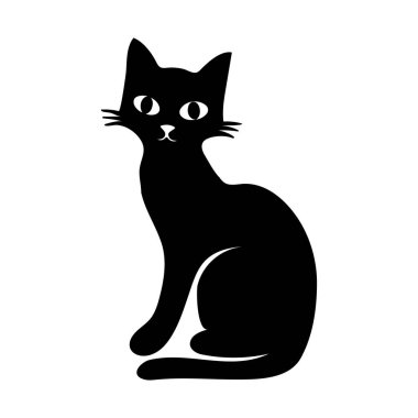 beyaz arkaplan ile kedi sihouette vektörü tahmin