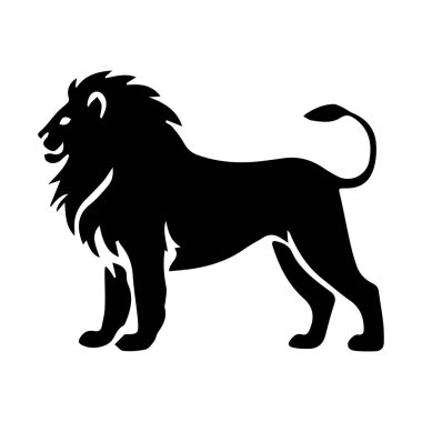 Beyaz arkaplanı olan güçlü bir aslan silueti tasarımı