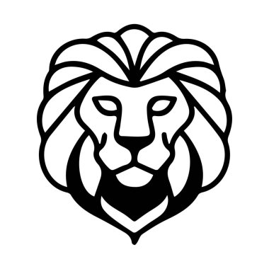 Beyaz arkaplanı olan güçlü bir aslan silueti tasarımı