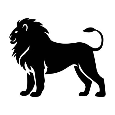 Beyaz arkaplanı olan güçlü bir aslan silueti tasarımı