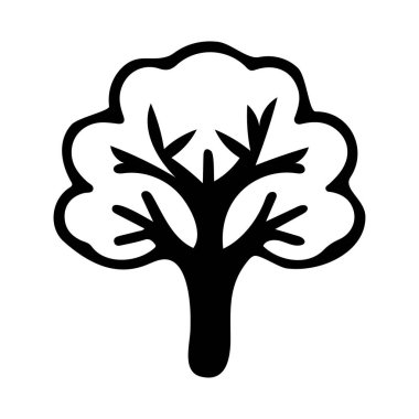 Beyaz zemin üzerinde çeşitli ağaçların ayrıntılı ağaç siluetleri