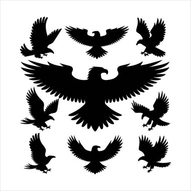 eagle icon set silhouette vector illustration with white background clipart