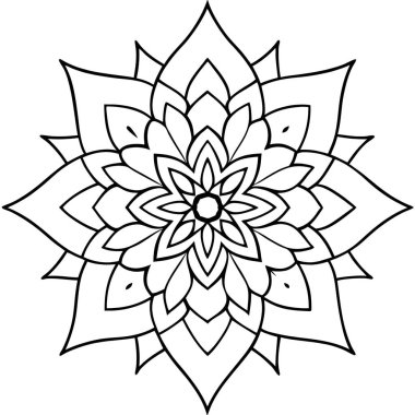 mandala ile siyah-beyaz renkli kitap sayfası.