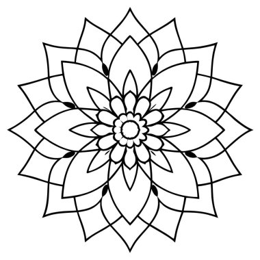 mandala deseni siyah beyaz çizim vektörü