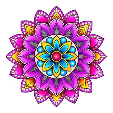 Çiçek desenli renkli mandala