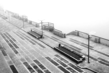 İsveç 'teki Stockholm şehri manzarası. siyah beyaz fotoğraf.