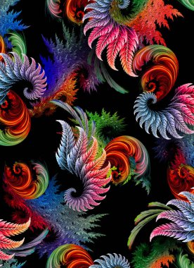 Arka planda 3 boyutlu fraktal spiral çizimi.