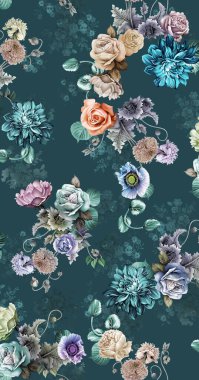 Şakayık çiçekli suluboya desenli. Duvar kağıdı ve kumaş tasarımı için mükemmel.