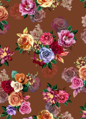 Suluboya çiçekli kusursuz desen