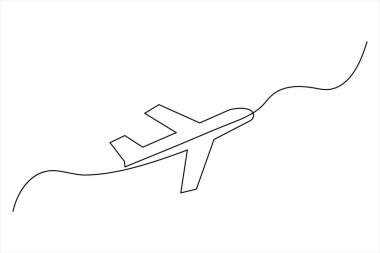 Uçak rotası ikonunun aralıksız çizimi. Düzenlenebilir felç. Doodle Vektör illüstrasyonu