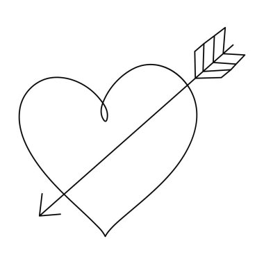 kalp çizgisi vektör ikonu dizaynlı kalp oku