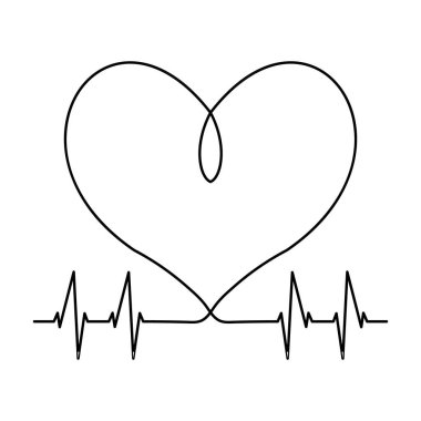 kalp ve nabız çizgisi tarzı ikon tasarımı, tıbbi sağlık hizmetleri hastası ve hasta teması illüstrasyonu