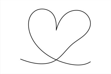 Aşk sembolü. kalp çizgisi simgesi, ana hatlı vektör logosu çizimi, beyaz arka planda izole edilmiş kalp.