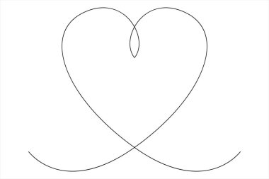 Aralıksız tek çizgi kalp çizim vektörü