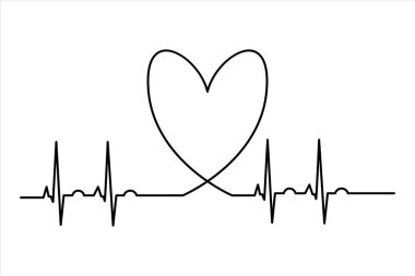 Kalp kesintisiz bir çizim çizimi. El çizimi vektör illüstrasyonuName
