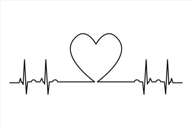 Kalp kesintisiz bir çizim çizimi. El çizimi vektör illüstrasyonuName