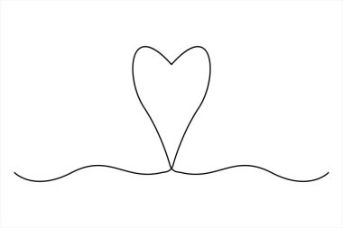 Kalp aralıksız bir çizgi, renk çizimi, aşk işareti, vektör çizimi.