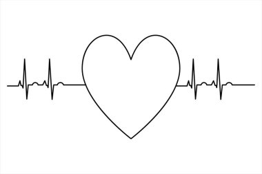 Kalp aralıksız bir çizgi, renk çizimi, aşk işareti, vektör çizimi.