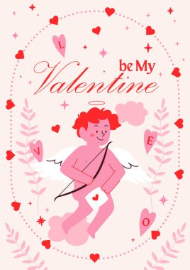 Sevgililer Günü için sevimli aşk tanrısı illüstrasyonu 