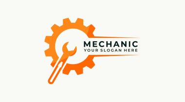 İngiliz anahtarı ve vites logosu dizaynında tornavida