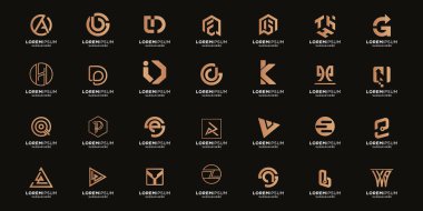 A-z harfi monogram logosu seti