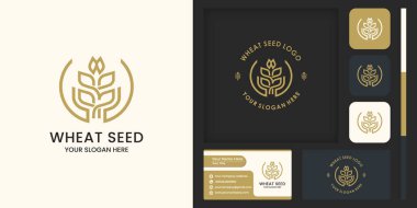soyut el logosu tasarımlı tahıl veya buğday, ve kartvizit tasarımı