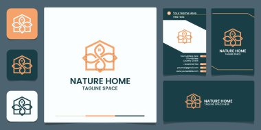 nature house logo design, and business card design clipart