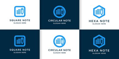 Altıgen, daire ve kare şeklinde nota logosu dizaynı