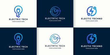 Hat devresi olan elektrik teknolojisi logoları.