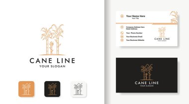 Şeker kamışı logosu çizgi sanatı ve kartvizit tasarımı kullan