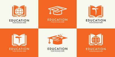 Eğitim ilham logosu için kitap evi mezuniyet şapkası logosu