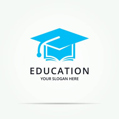 Mezuniyet şapka kitabı eğitim koleksiyonu logosu