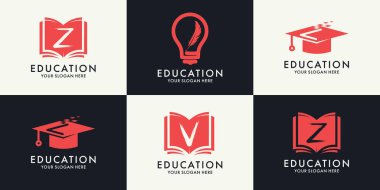 Z L V harfinin logo kombinasyonu. Mezuniyet şapkası ampulü.