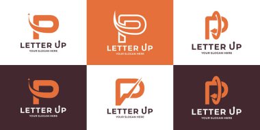 İş ve marka ilham logosu için ilk harf P ok kombinasyonu logosu