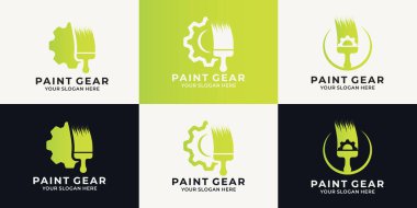 paint brush gear combination logo for paint shop and drawing inspiration logo clipart