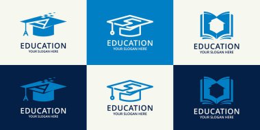 Eğitim ilham logosu için mezuniyet şapkası logosu