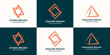 Yıldız kare üçgeni ve fırça darbesi logosu kavramı