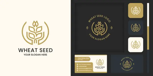 soyut el logosu tasarımlı tahıl veya buğday, ve kartvizit tasarımı