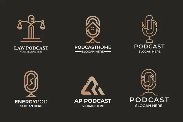 Podcast kombinasyon logosu seti