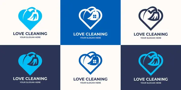 Aşk süpürgesi evi temizlik için ilham logosu