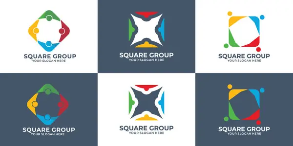 Kare insanlar grubu sembolü ve topluluk logosu kavramı