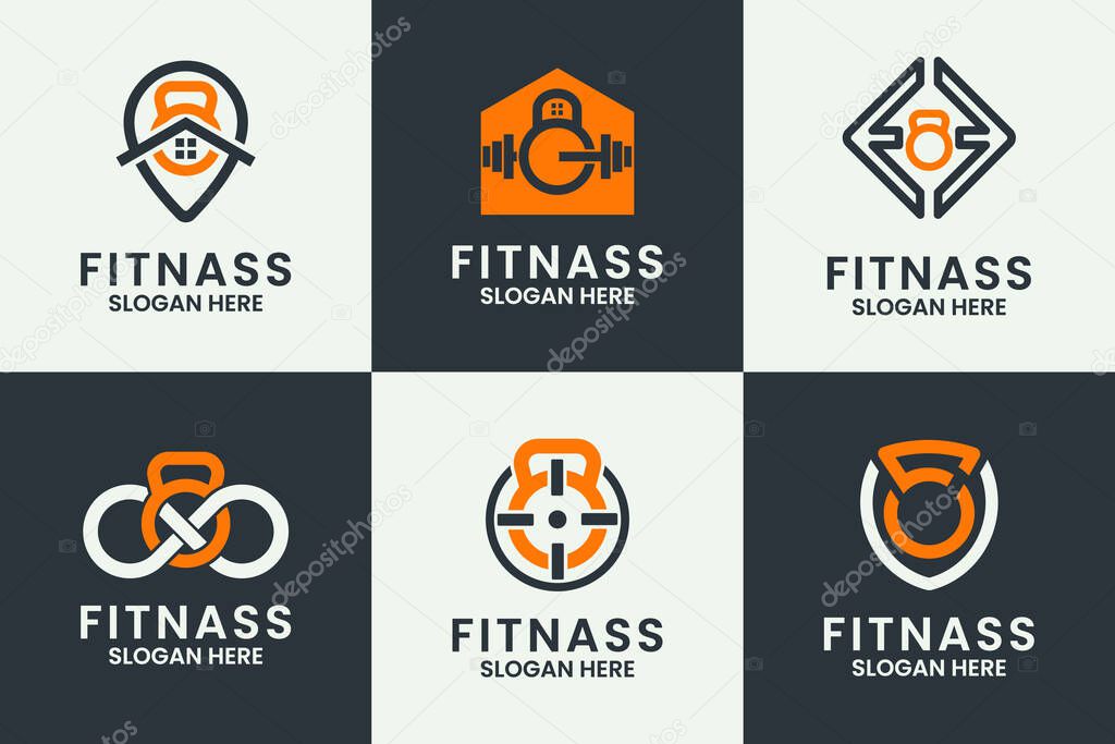 Set of fitness logo design